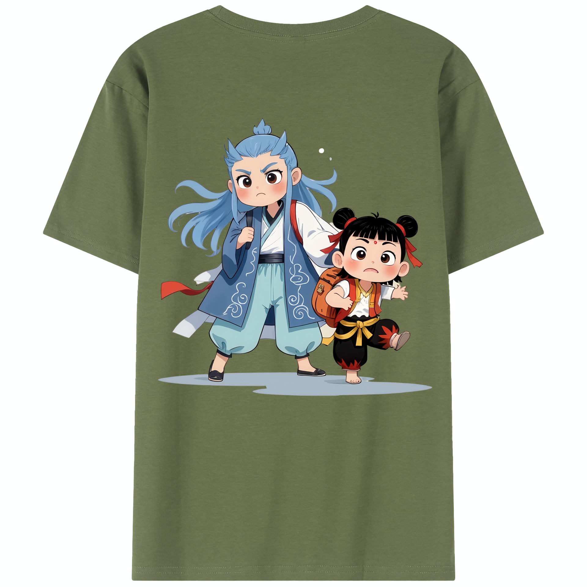 （画像用） Ne Zha 2 ナタ 魔童の大暴れ 綿100％半袖Tシャツ（背面プリント）